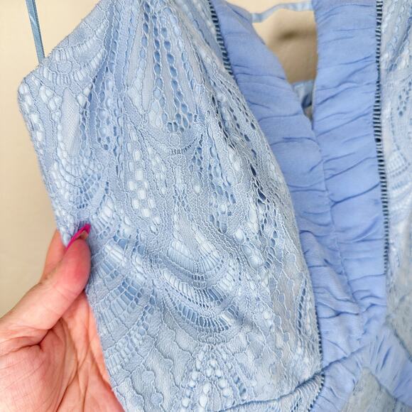 Harlyn Scallop Hem Lace Cocktail Sheath Bodycon Periwinkle Blue Dress Small - Picture 5 of 15